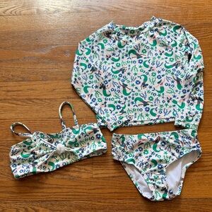 Kids' Mermaid Print 3-Piece Swim Set - Green & Blue